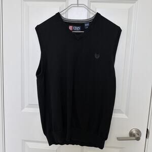 CHAPS Cotton Pullover Knit Sweater Vest- Black Size M